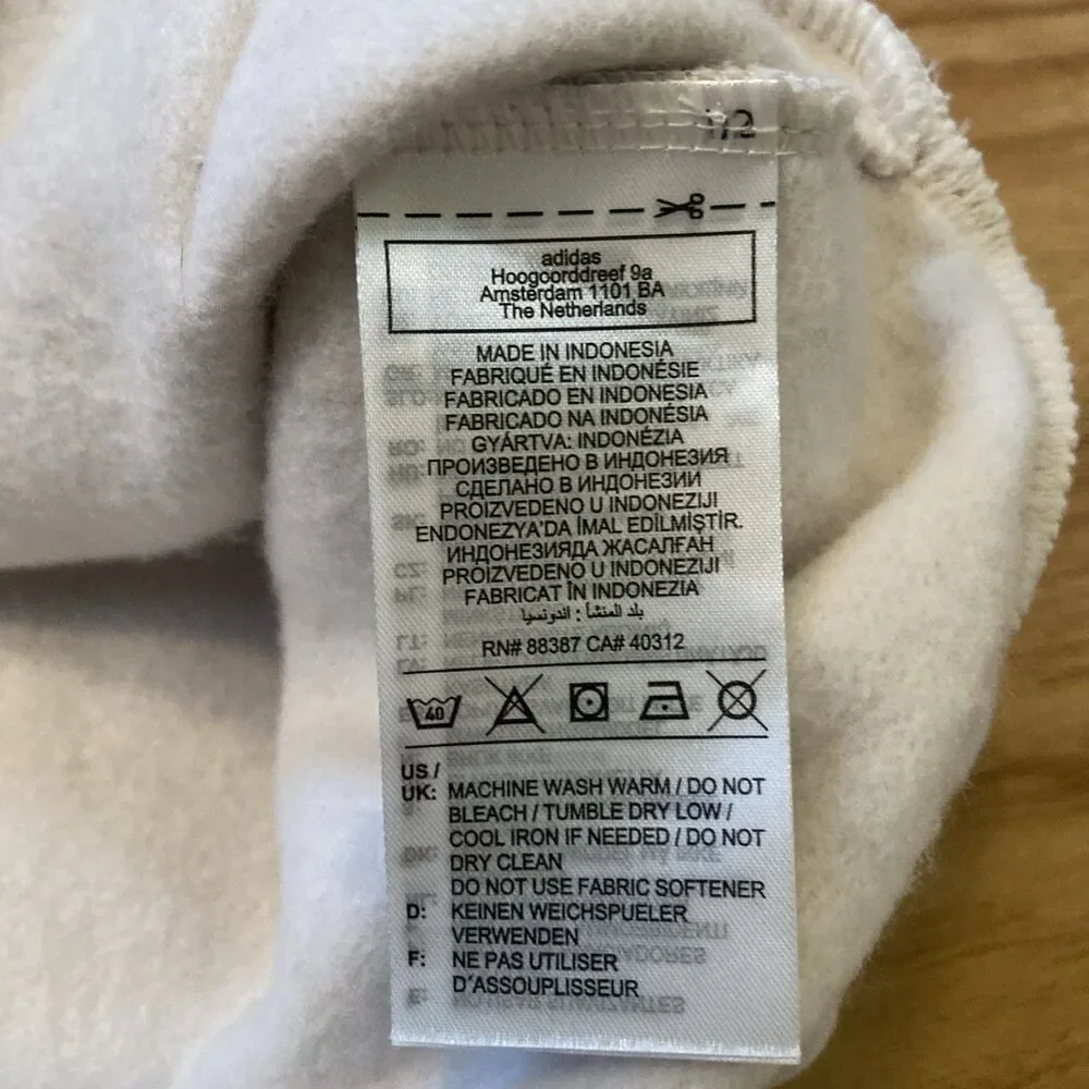 Adidas Mens L Beige Fleece Pullover Hoodie Pocket Logo Cozy Athleisure Relaxed